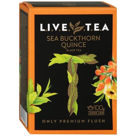 Чай LiveTea Sea Buckthorn Quince черный листовой c ароматом облепихи и айвы 100 г