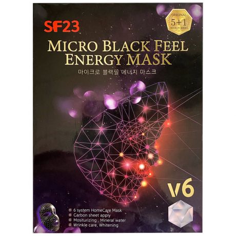 Маска для лица Skin Factory Micro Black Feel Energy mask 6 штук
