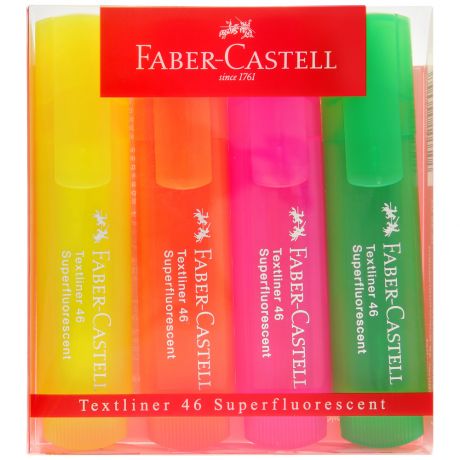Текстовыделитель Faber-Castell 46 Superfluorescent 4 цвета (толщина линии 1-5 мм, 4 штуки)