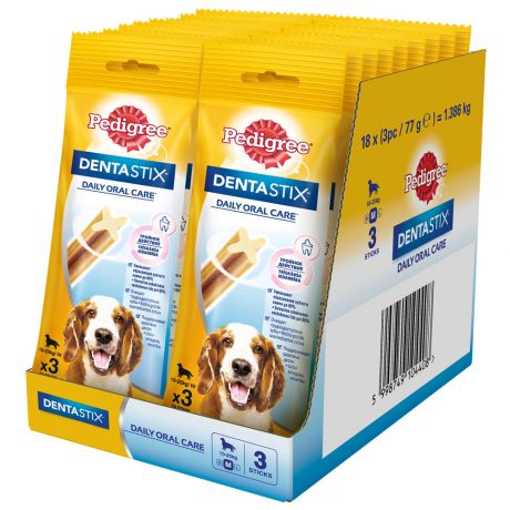 Лакомство Pedigree DentaStix для собак средних пород 18 по 77 г