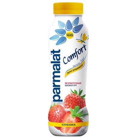 Биойогурт Parmalat питьевой Comfort безлактозный Клубника 290 г