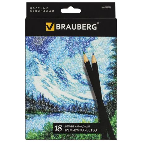 Карандаши цветные Brauberg Artist line заточенные 18 цветов