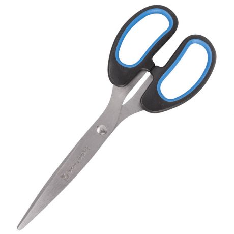 Ножницы канцелярские Brauberg Classic+ с резиновыми вставками черно/синие 205 мм