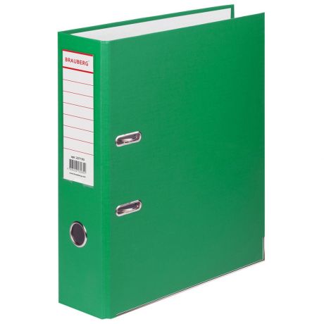 Папка-регистратор Brauberg с покрытием из ПВХ с уголком зеленая 80мм
