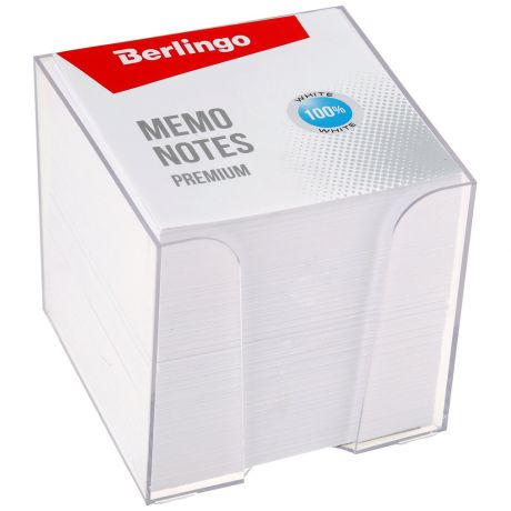 Блок для записи Berlingo Premium в пластиковом боксе белый 9х9х9 см