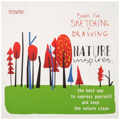 Альбом для рисования и эскизов Kroyter Nature 200х200 мм на клею 60 листов