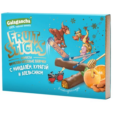 Конфеты Galagancha FruitSticks с курагой и миндалем в шоколадной глазури 175 г
