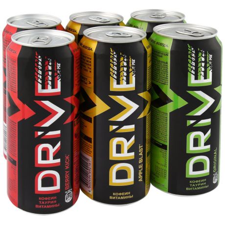 Энергетический напиток Drive Me Микс 3 вкуса 6 штук по 0.449 л