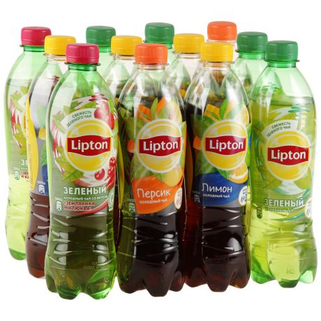 Холодный чай черный Lipton микс 4 вкуса 12 штук по 0.5 л