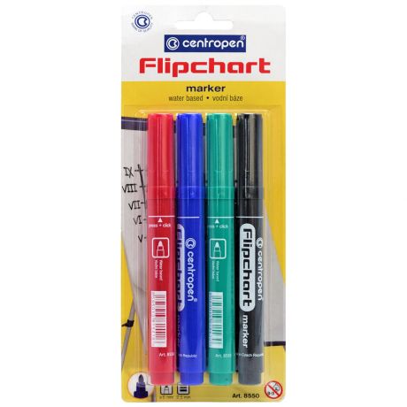 Маркеры Centropen Flipchart 4 цвета (толщина линии 2.5 мм, 4 штуки)