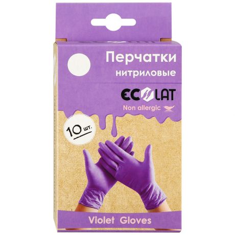 Перчатки нитриловые EcoLat сиреневые размер M 10 штук
