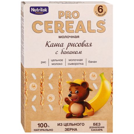 Каша рисовая Nutrilak Premium Procereals молочная быстрорастворимая с бананом с 6 месяцев 200 г