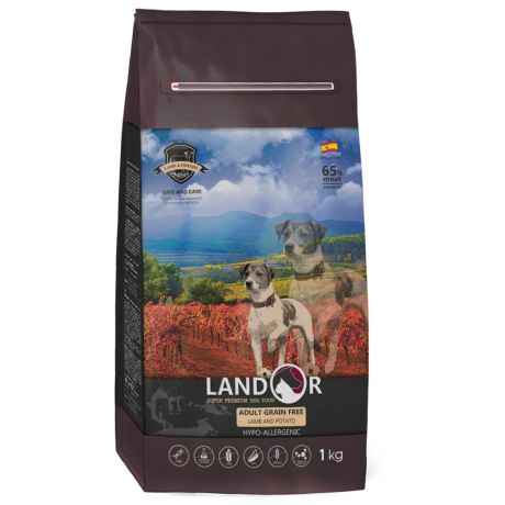 Корм сухой Landor полнорационный беззерновой ягненок с бататом для взрослых собак всех пород 1 кг