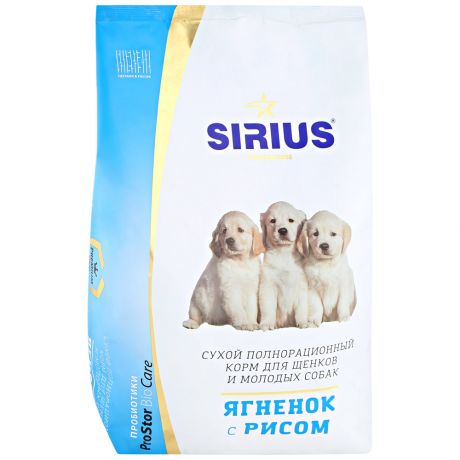 Корм сухой Sirius полнорационный ягнёнок и рис для щенков и молодых собак 3 кг