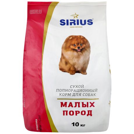 Корм сухой Sirius полнорационный курица и индейка для взрослых собак мелких пород 10 кг