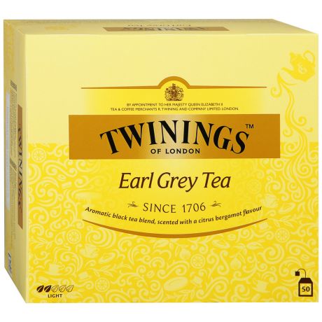 Чай черный Twinings Эрл Грей 50 пакетиков по 2 г