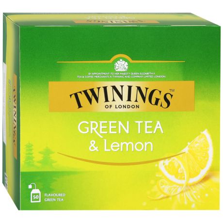 Чай зеленый Twinings с ароматом лимона 50 пакетиков по 1.6 г