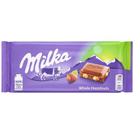 Шоколад Milka молочный Цельный лесной орех 100 г