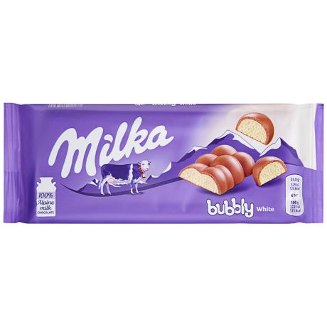 Шоколад Milka Bubbly White белый пористый 95 г