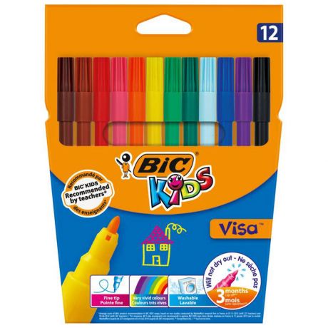 Цветные фломастеры Bic Visa 880, 12 цветов