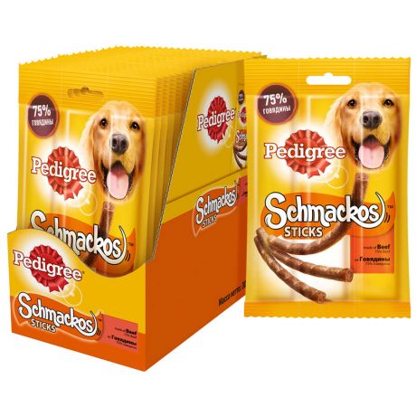 Лакомство Pedigree Schmackos мясные палочки из говядины для взрослых собак 30 по 33 г