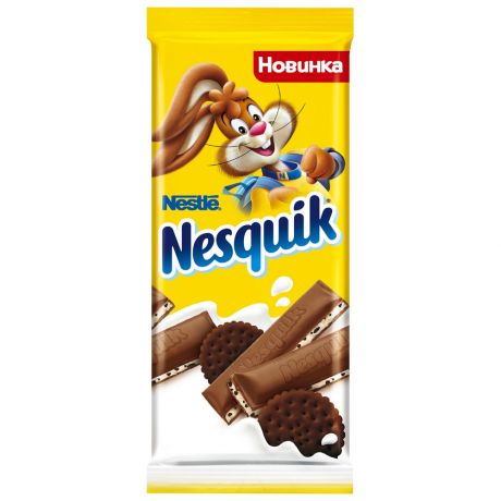 Шоколад молочный Nesquik с молочной начинкой и какао-печеньем 95г