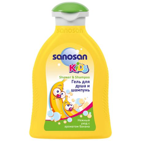 Гель для душа и шампунь детский Sanosan Банан 200 мл
