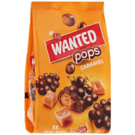 Мини-батончики Семейка ОЗБИ Eti Wanted Pops caramel mini из молочного воздушного шоколада с начинкой 126 г