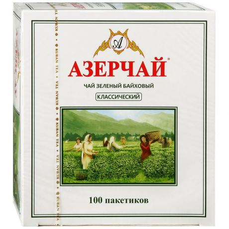 Чай Азерчай зеленый классик 100 пакетиков по 1.8 г