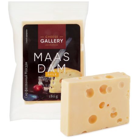 Сыр полутвердый Cheese Gallery Маасдам 45% кусок 180 г