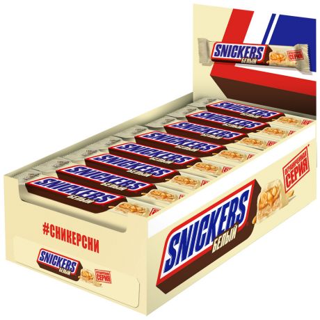 Шоколадный батончик Snickers Белый 32 шт по 81 г