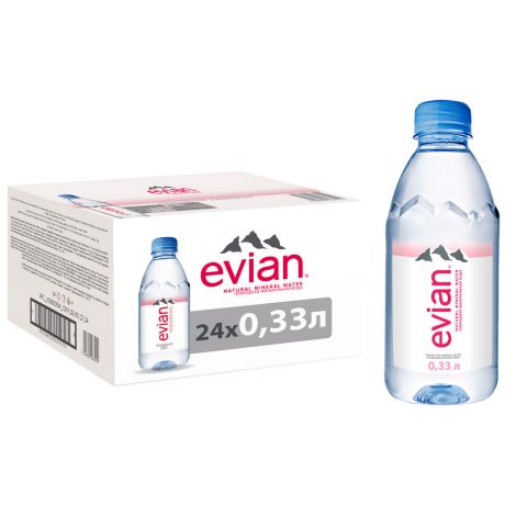 Вода Evian минеральная негазированная, 24*0,33л