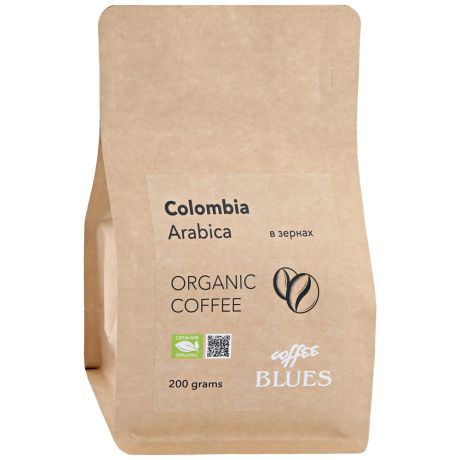 Кофе органический Coffee Blues Колумбия крафт в зернах 200 г