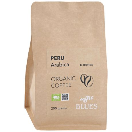 Кофе органический Coffee Blues Перу крафт в зернах 200 г