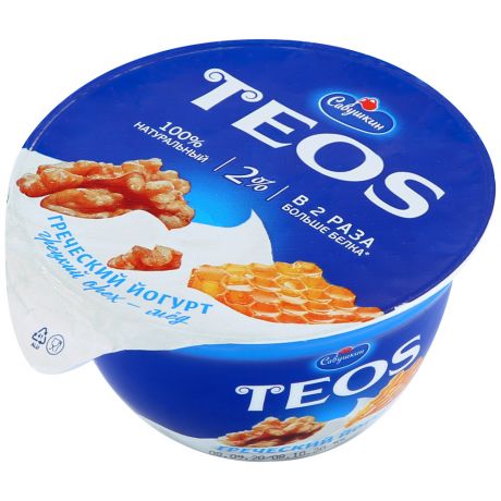 Йогурт Савушкин Teos Греческий Грецкий орех и мёд 2% 140 г