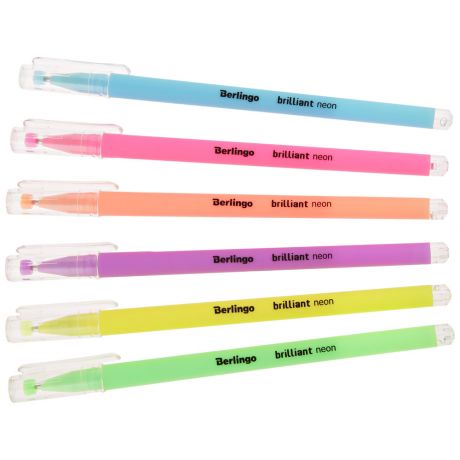 Набор гелевых ручек Berlingo Brilliant Neon 0.8 мм 6 цветов 6штук