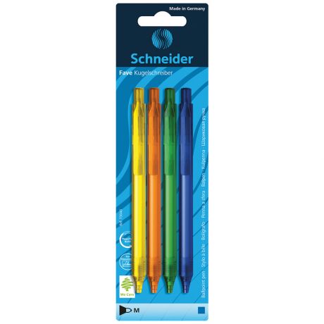 Набор автоматических шариковых ручек Schneider Fave синий 4 штуки 1.0 мм