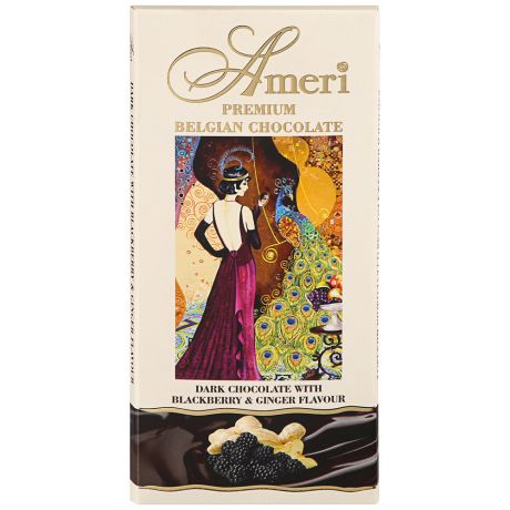 Шоколад Ameri горький с имбирем и ежевикой 100 г