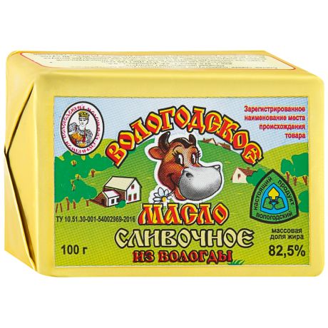 Масло сливочное из Вологды Вологодское 82.5% 100 г