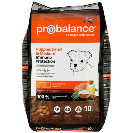Корм сухой ProBalance Immuno Puppies Small&Medium для щенков малых и средних пород 10 кг