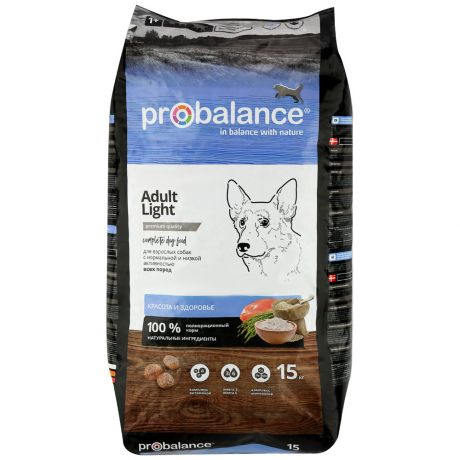 Корм сухой ProBalance Adult Light для взрослых собак всех пород 15 кг