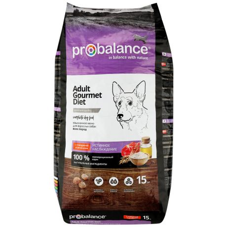 Корм сухой ProBalance Gourmet diet Adult с говядиной и ягнёнком для взрослых собак 15 кг