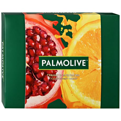 Подарочный набор Palmolive Натурэль Гель для душа Витамин С-Апельсин Витамин В-Гранат по 250 мл Полотенце-Мочалка Пуфф