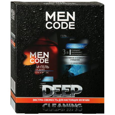 Подарочный набор Men Code Deep Cleaning Гель для душа 300 мл и Гель для умывания 150 мл