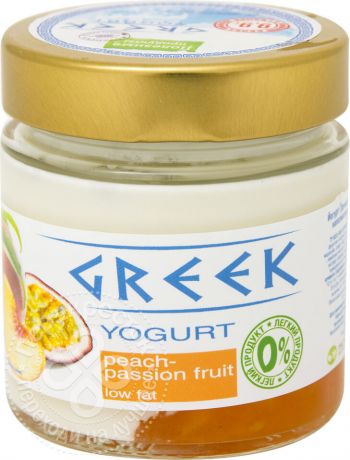 Йогурт Полезные продукты Греческий Персик-Маракуйя 0% 165г