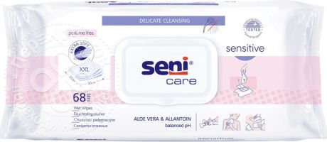 Салфетки влажные Seni Care Sensitive с Алоэ вера и Аллантоином 68шт