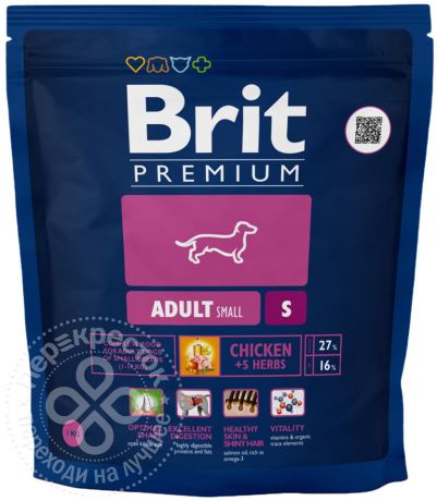 Сухой корм для собак Brit Premium Adult Small с курицей 1кг