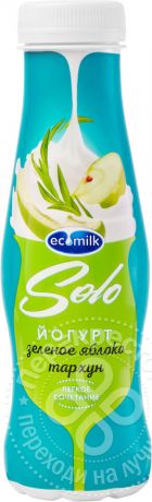 Йогурт питьевой Ecomilk Solo Зеленое яблоко-Тархун 2.8% 290г