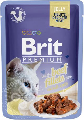 Корм для кошек Brit Premium Говядина желе 85г