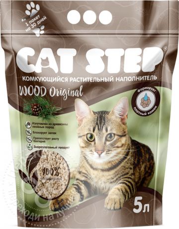 Наполнитель для кошачьего туалета Cat Step Wood Original 5л